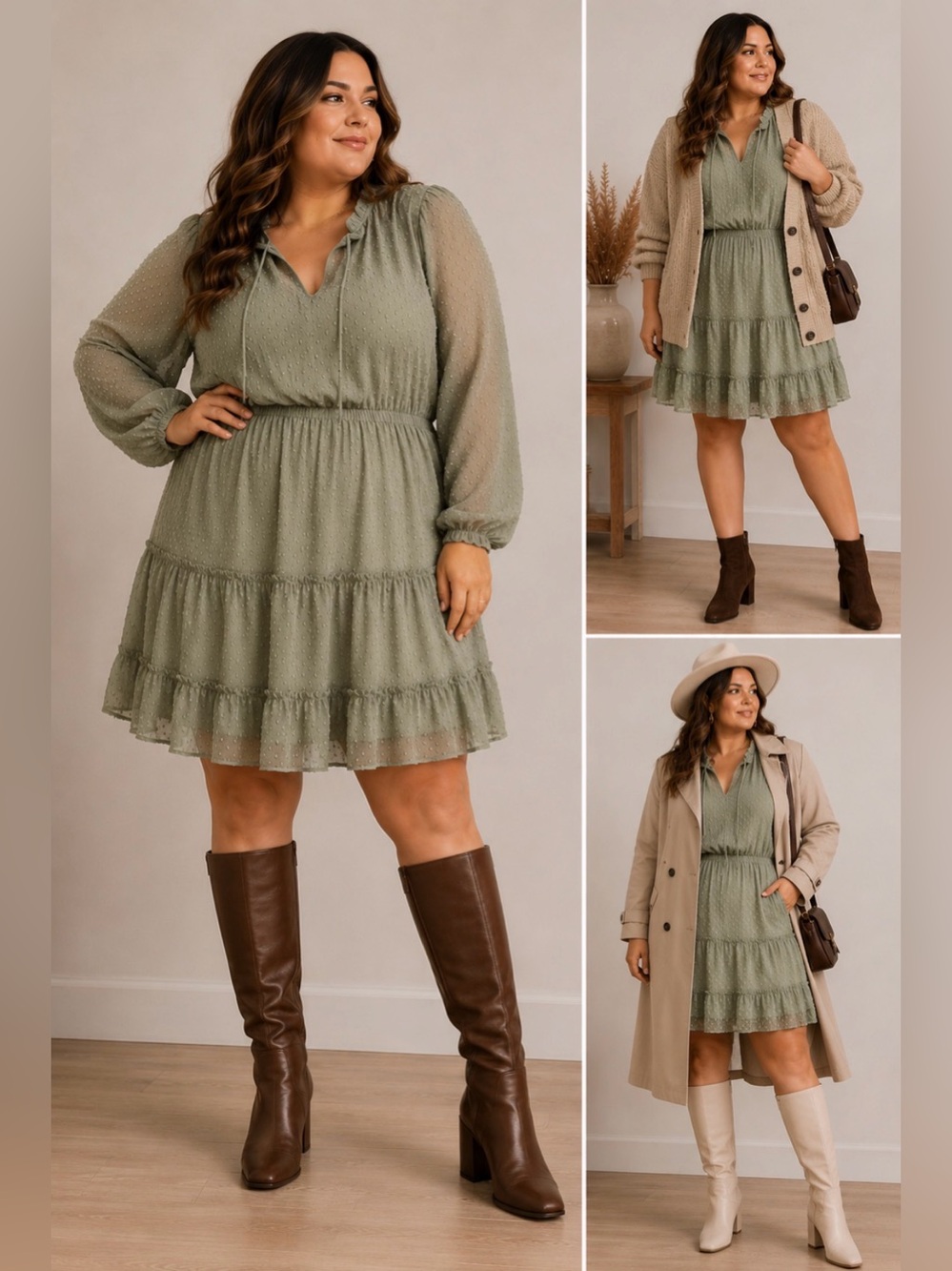 BTFBM Sage Green Swiss Dot Ruffle Dress – XXL